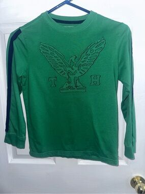 Tommy Hilfiger Green Long-Sleeve Tee with Eagle Embroidery
